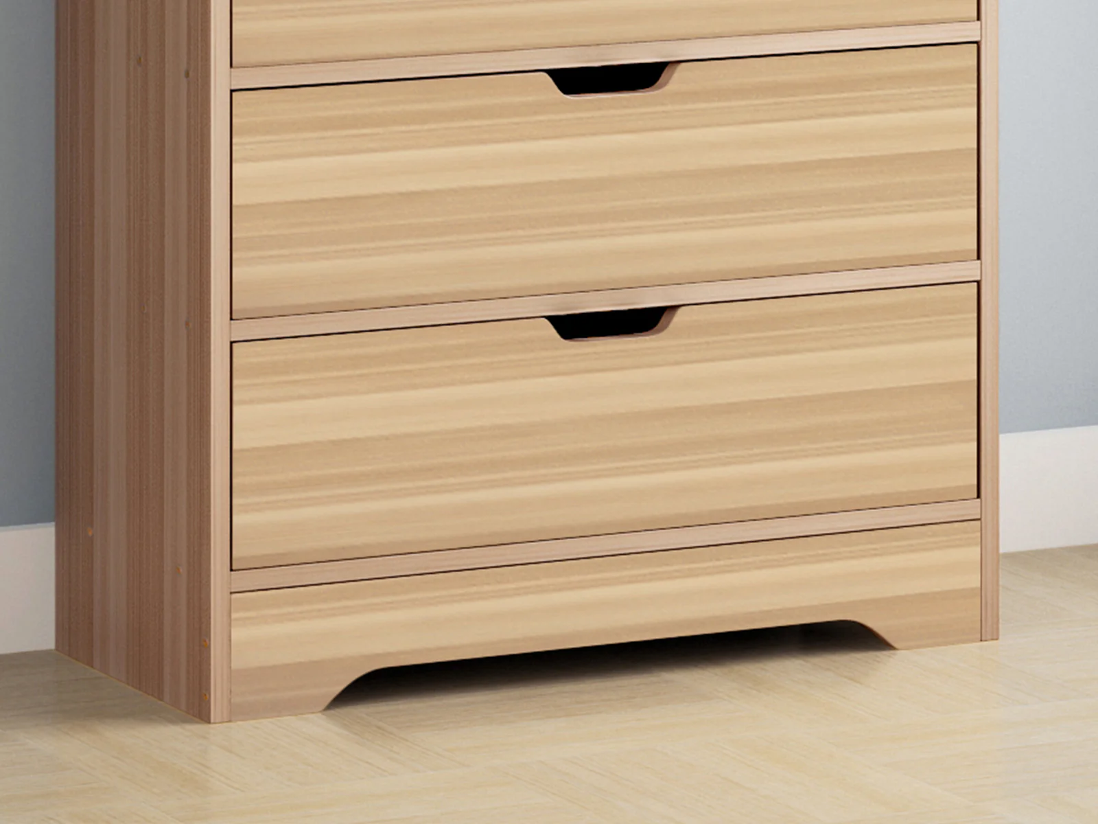 Luna 1.8m Tall Shelf Cupboard Bookshelf Wardrobe with Drawers (Oak) - Image 4