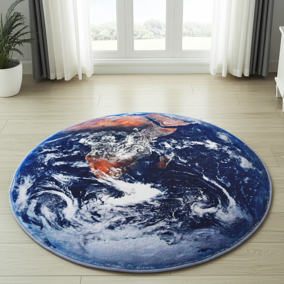 Lush Plush Infinity Earth Planet World Round Rug - Image 7