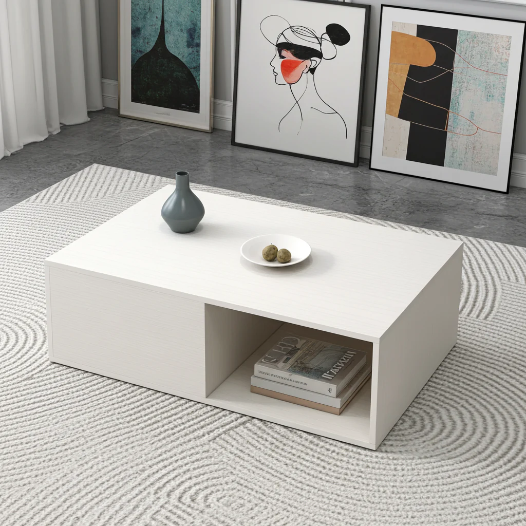 Lusso Designer Wooden Coffee Table (White) - Image 10