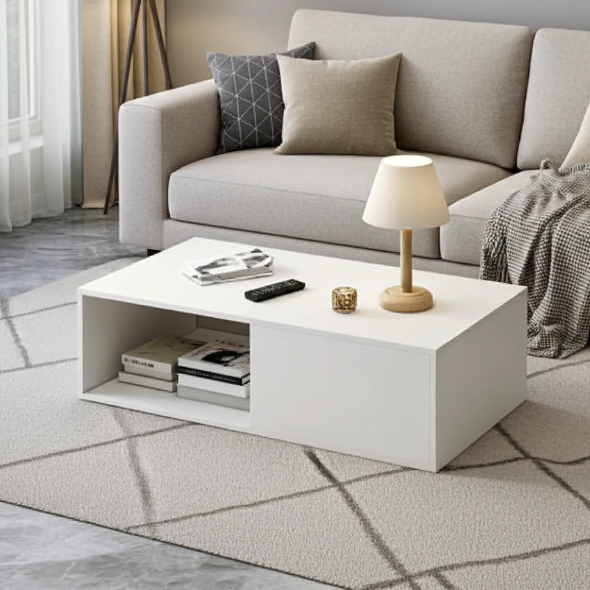 Lusso Designer Wooden Coffee Table (White) - Image 12