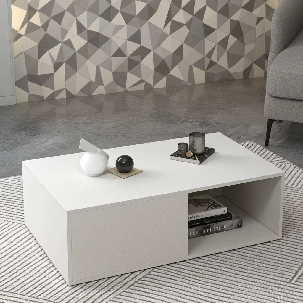 Lusso Designer Wooden Coffee Table (White) - Image 4