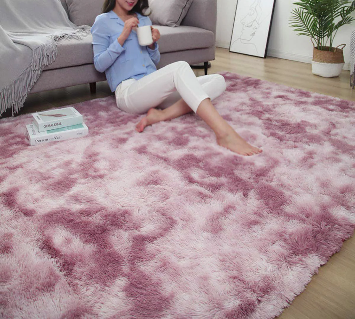 Luxe Bedroom/Living Room Comfortable Shag Rug (Plum, 200 x 140) - Image 2