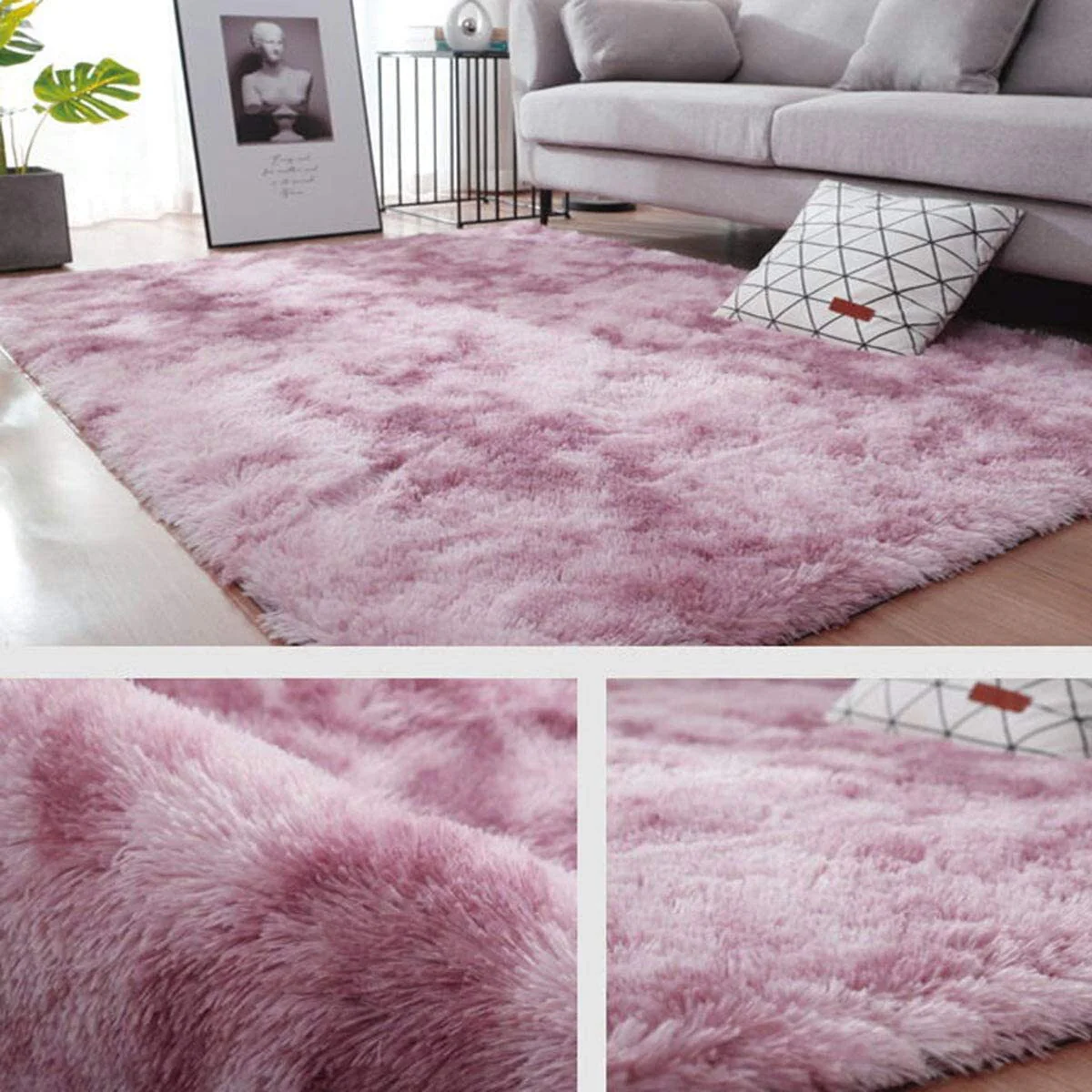 Luxe Bedroom/Living Room Comfortable Shag Rug (Plum, 200 x 140) - Image 6