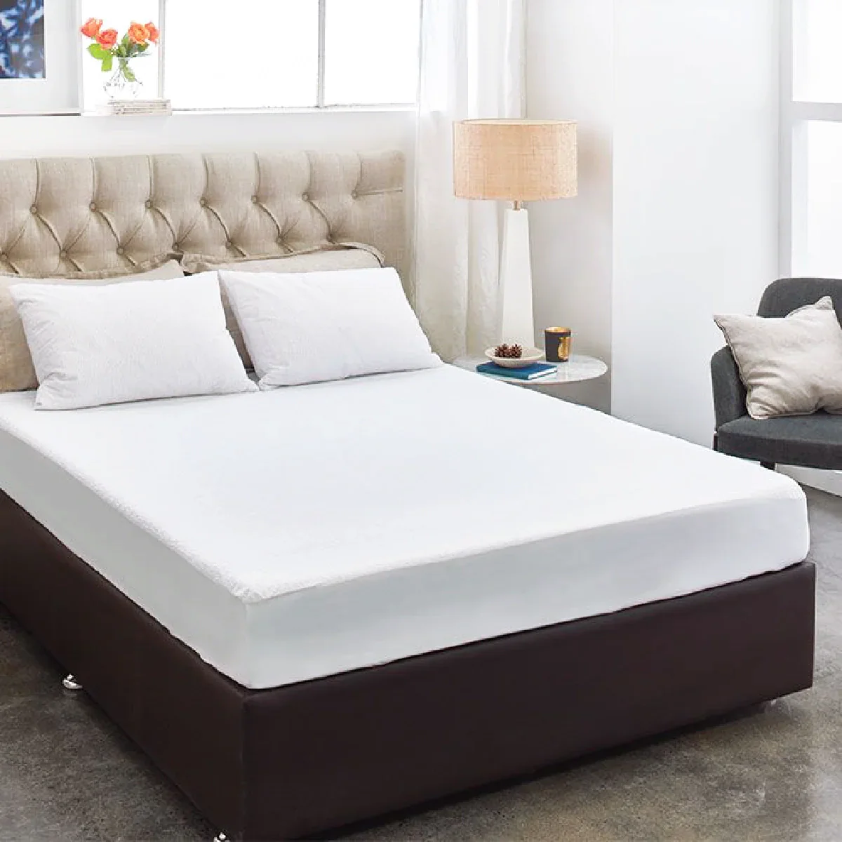 Luxe Comfort Waterproof Fitted Sheet Mattress Protector Cover (White, Double) - Image 2