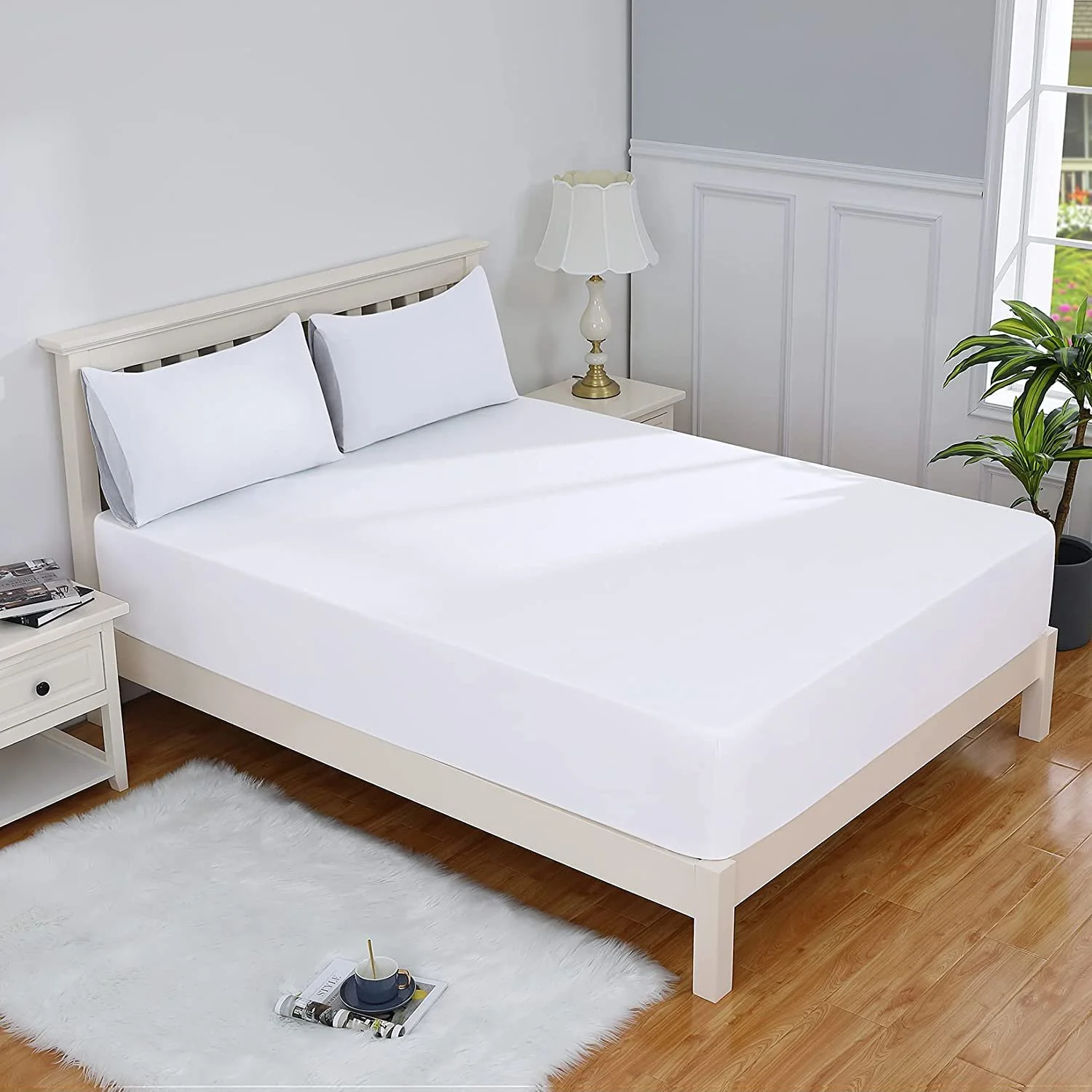 Luxe Comfort Waterproof Fitted Sheet Mattress Protector Cover (White, Queen) - Image 12