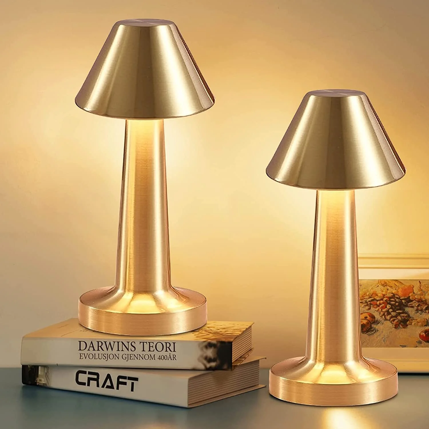 Luxe Designer LED Table Lamp Cordless Touch Sensor Night Light (Gold) - Image 6