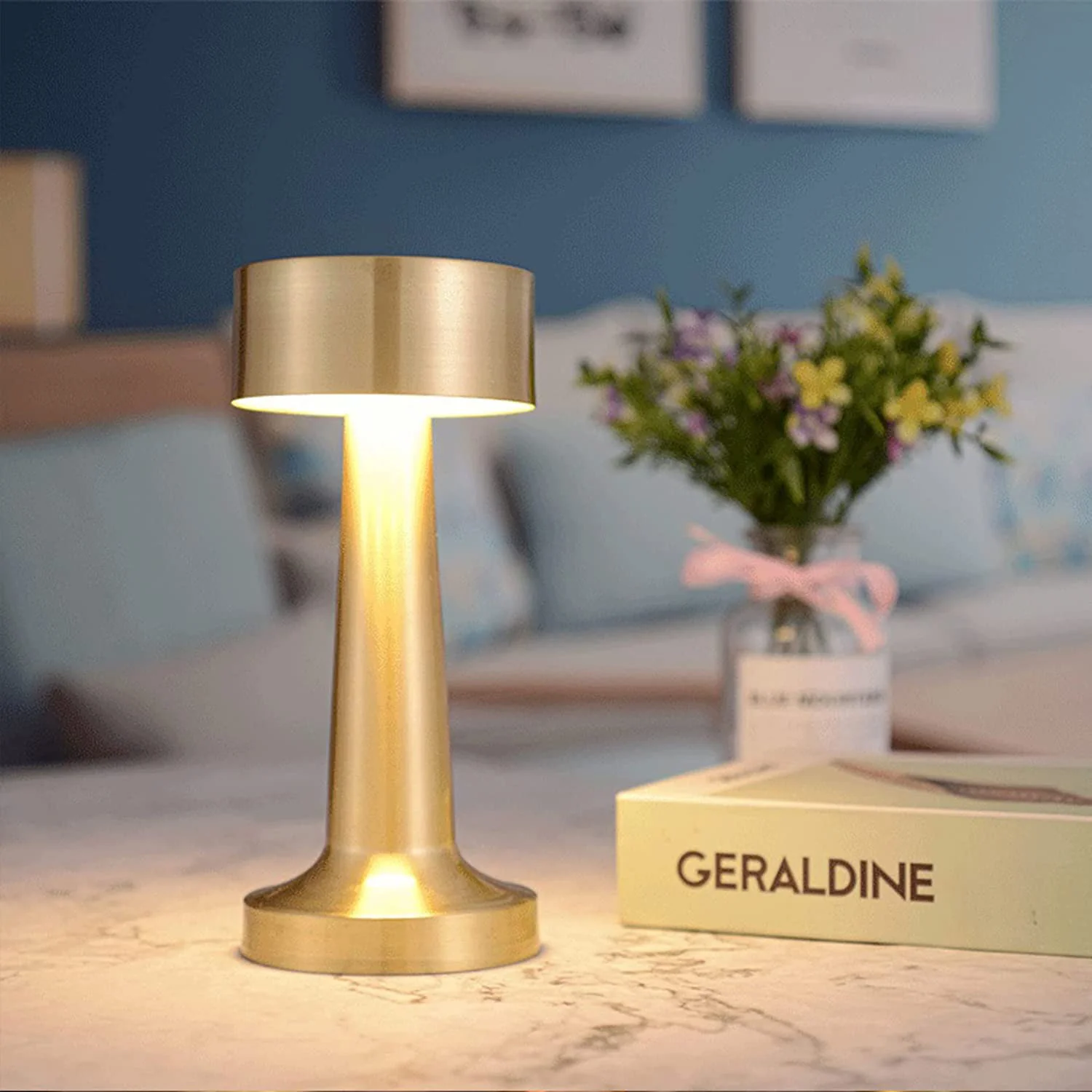 Luxe Designer LED Table Lamp Cordless Touch Sensor Night Light (Gold) - Image 10