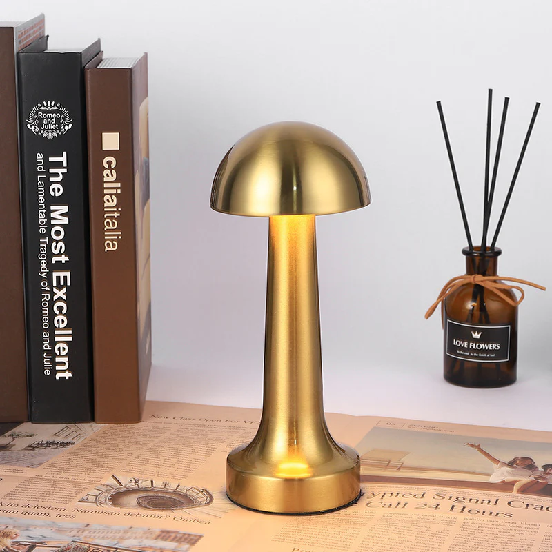 Luxe Designer LED Table Lamp Cordless Touch Sensor Night Light (Gold, Dome) - Image 3