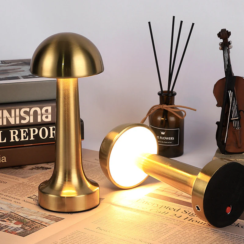 Luxe Designer LED Table Lamp Cordless Touch Sensor Night Light (Gold, Dome) - Image 2