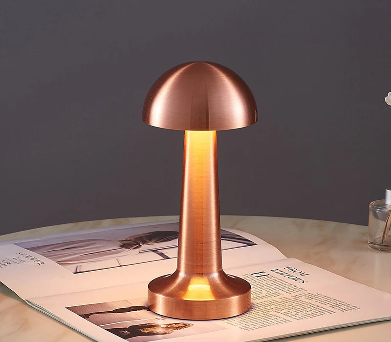 Luxe Designer LED Table Lamp Cordless Touch Sensor Night Light (Rose Gold, Dome) - Image 4