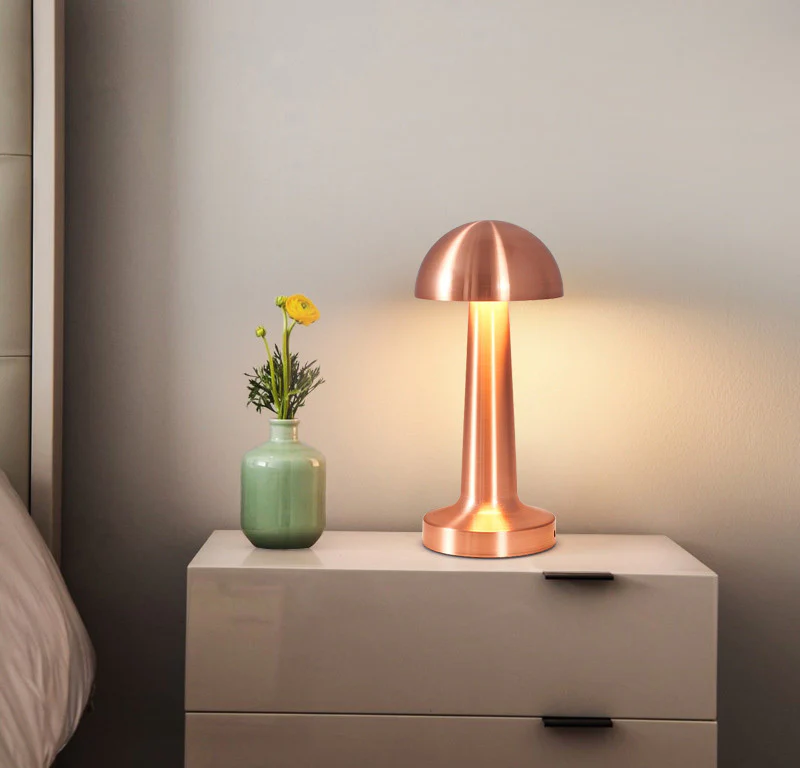 Luxe Designer LED Table Lamp Cordless Touch Sensor Night Light (Rose Gold, Dome) - Image 7