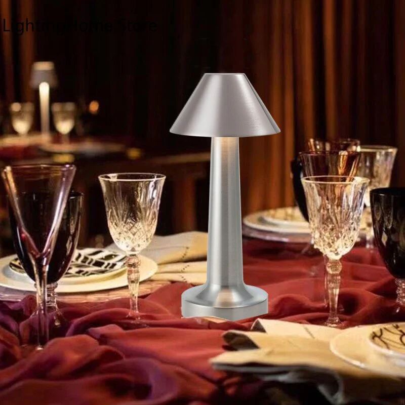 Luxe Designer LED Table Lamp Cordless Touch Sensor Night Light (Silver) - Image 5