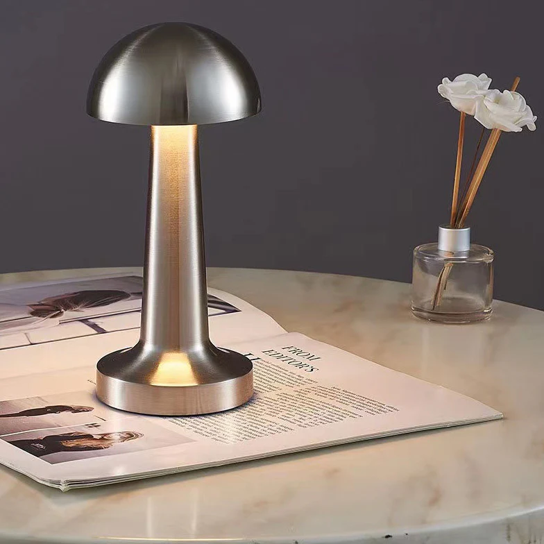 Luxe Designer LED Table Lamp Cordless Touch Sensor Night Light (Silver, Dome) - Image 4