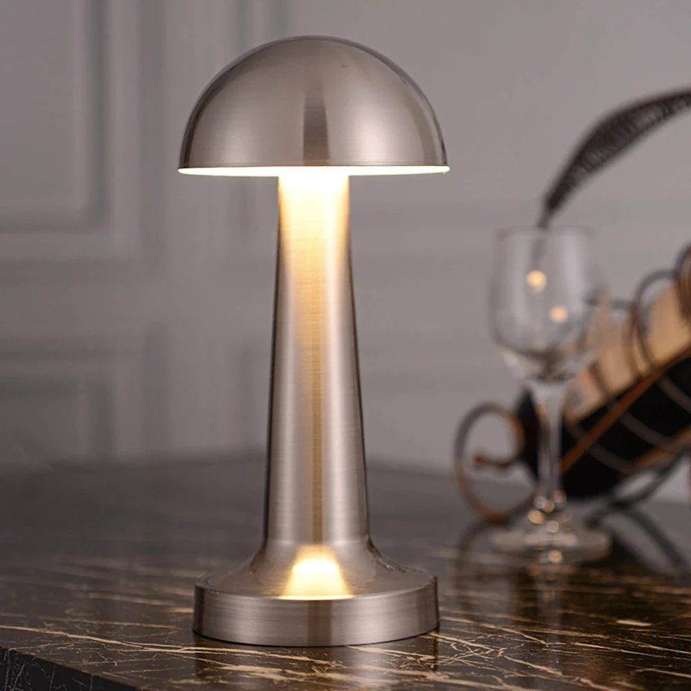 Luxe Designer LED Table Lamp Cordless Touch Sensor Night Light (Silver, Dome) - Image 6