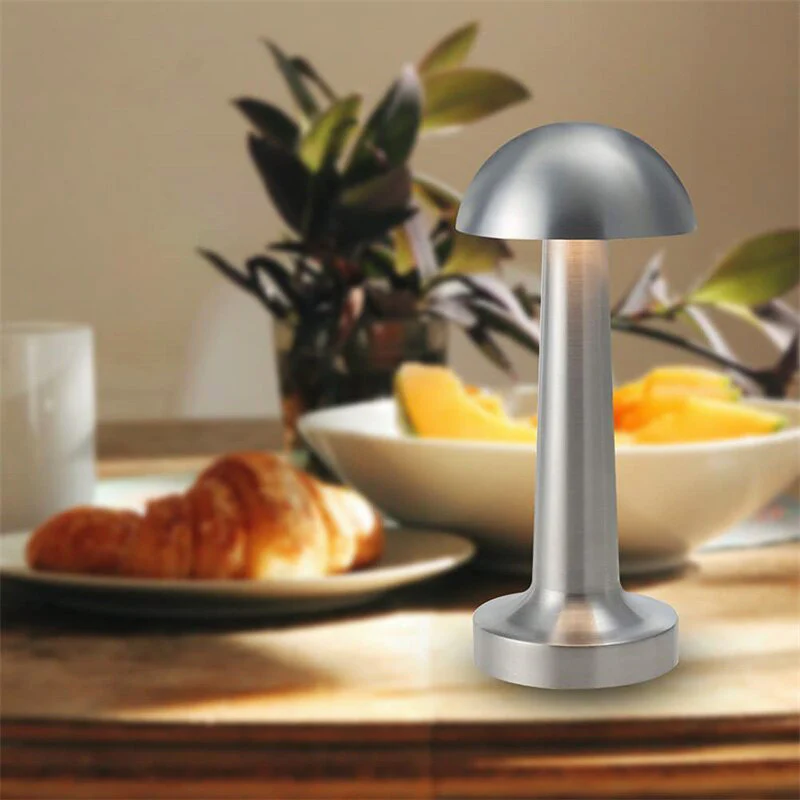 Luxe Designer LED Table Lamp Cordless Touch Sensor Night Light (Silver, Dome) - Image 7