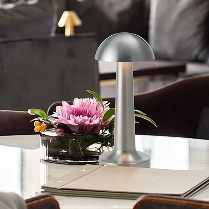 Luxe Designer LED Table Lamp Cordless Touch Sensor Night Light (Silver, Dome) - Image 8