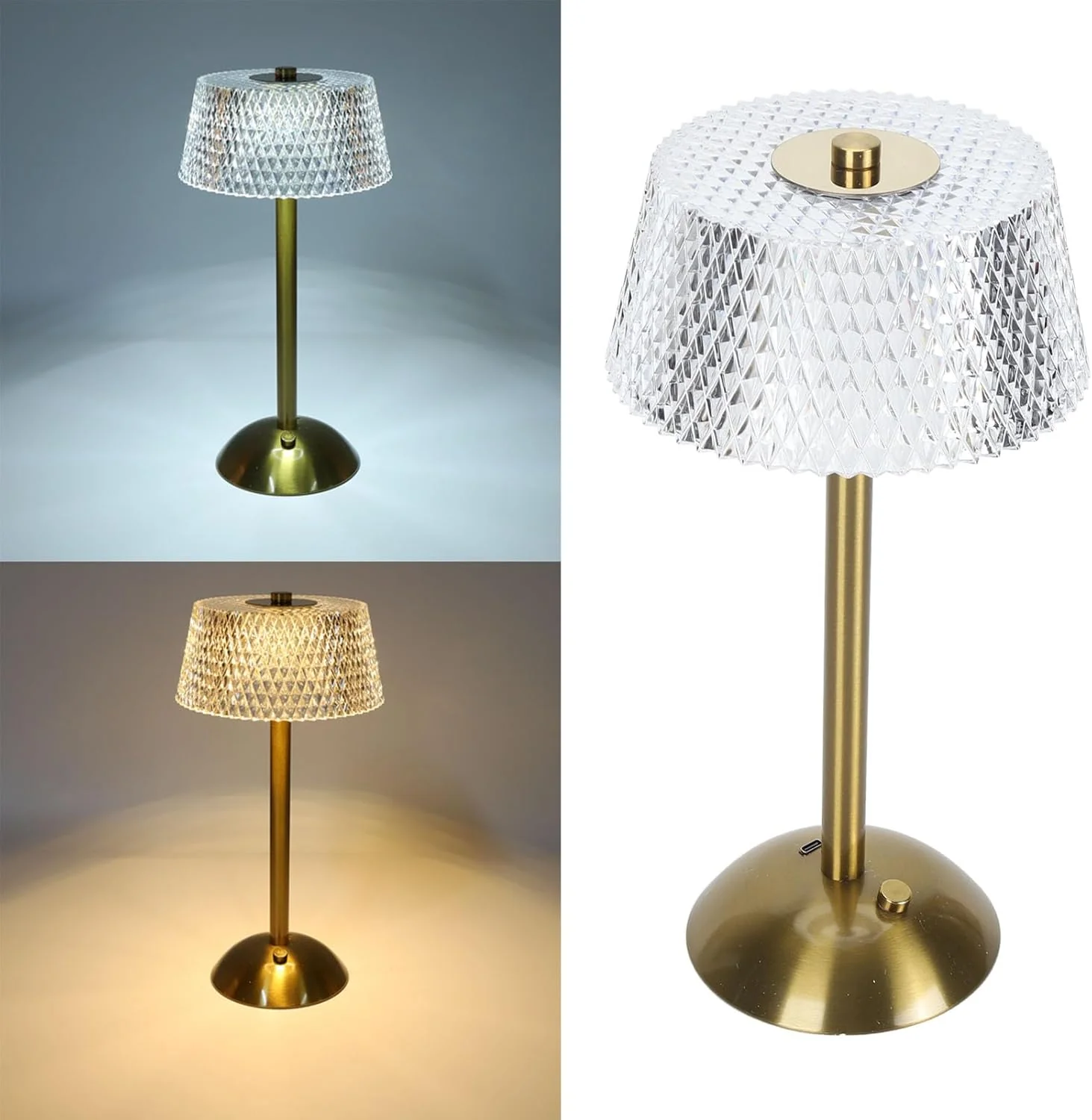 Luxe Diamond Crystal Table Lamp Touch-Dimmable LED Rechargeable Night Light - Image 20