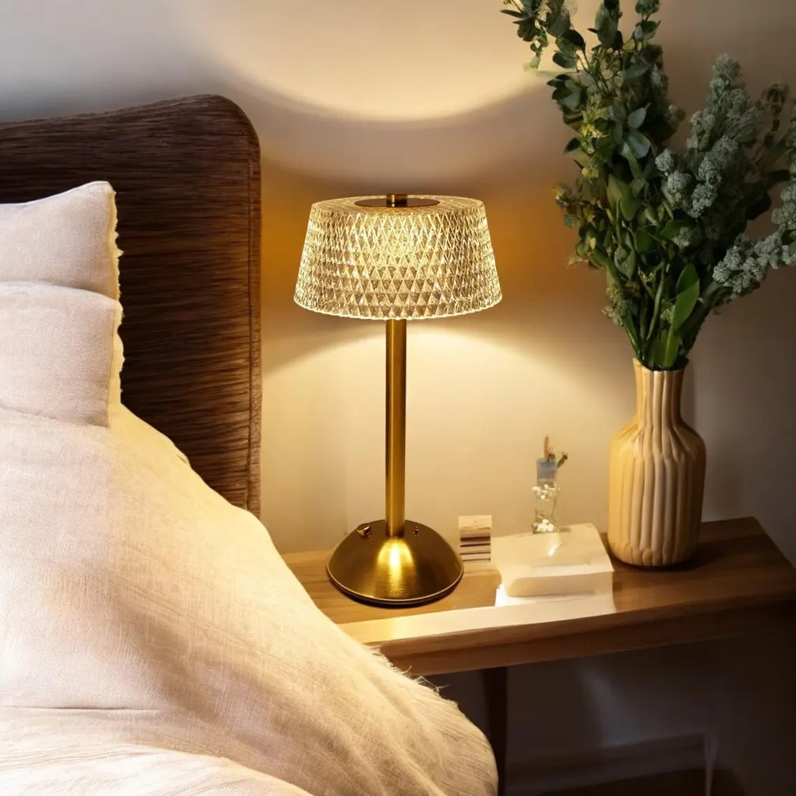 Luxe Diamond Crystal Table Lamp Touch-Dimmable LED Rechargeable Night Light - Image 9