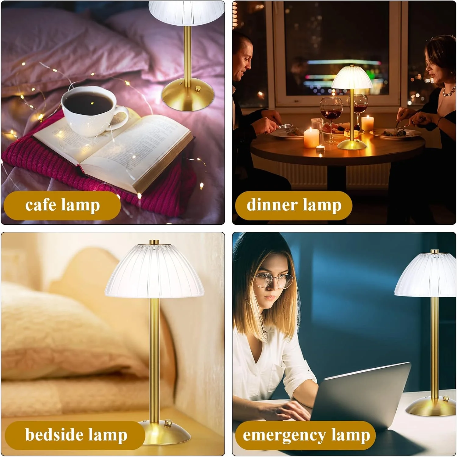 Luxe Crystal Touch Sensor Table Lamp Rechargeable LED Cordless Dimmable Light - Image 22