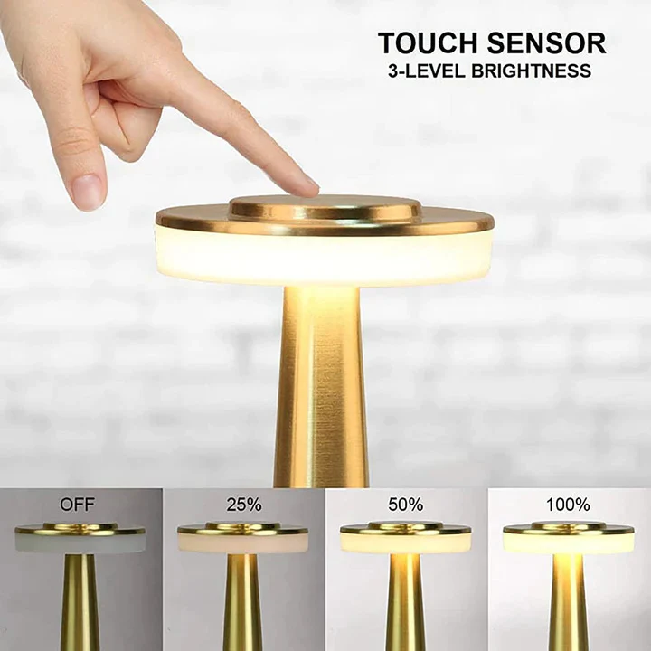 Luxe LED Table Lamp Portable Cordless Touch Sensor Night Light (Gold) - Image 3