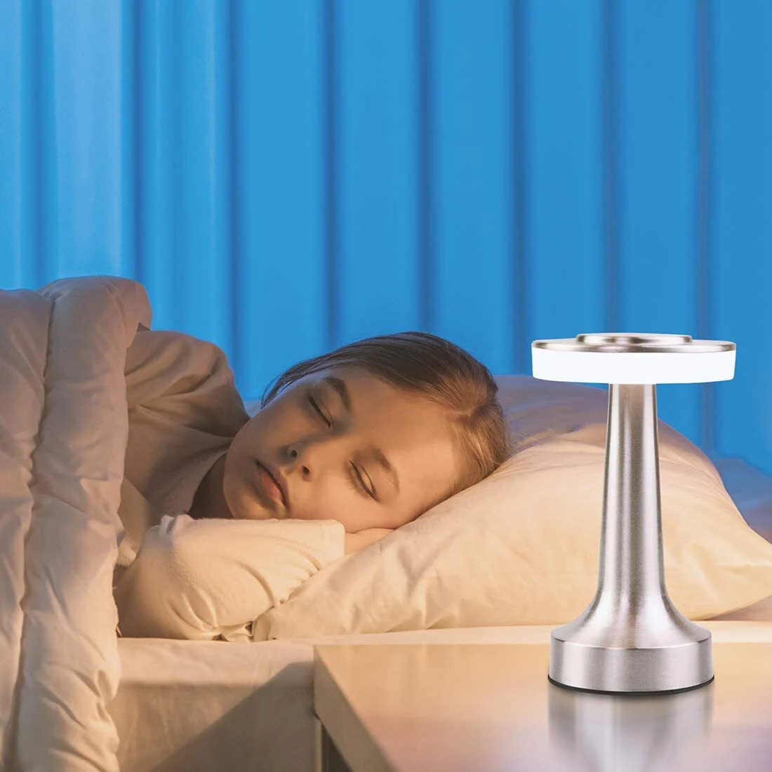 Luxe LED Table Lamp Portable Cordless Touch Sensor Night Light (Silver) - Image 9