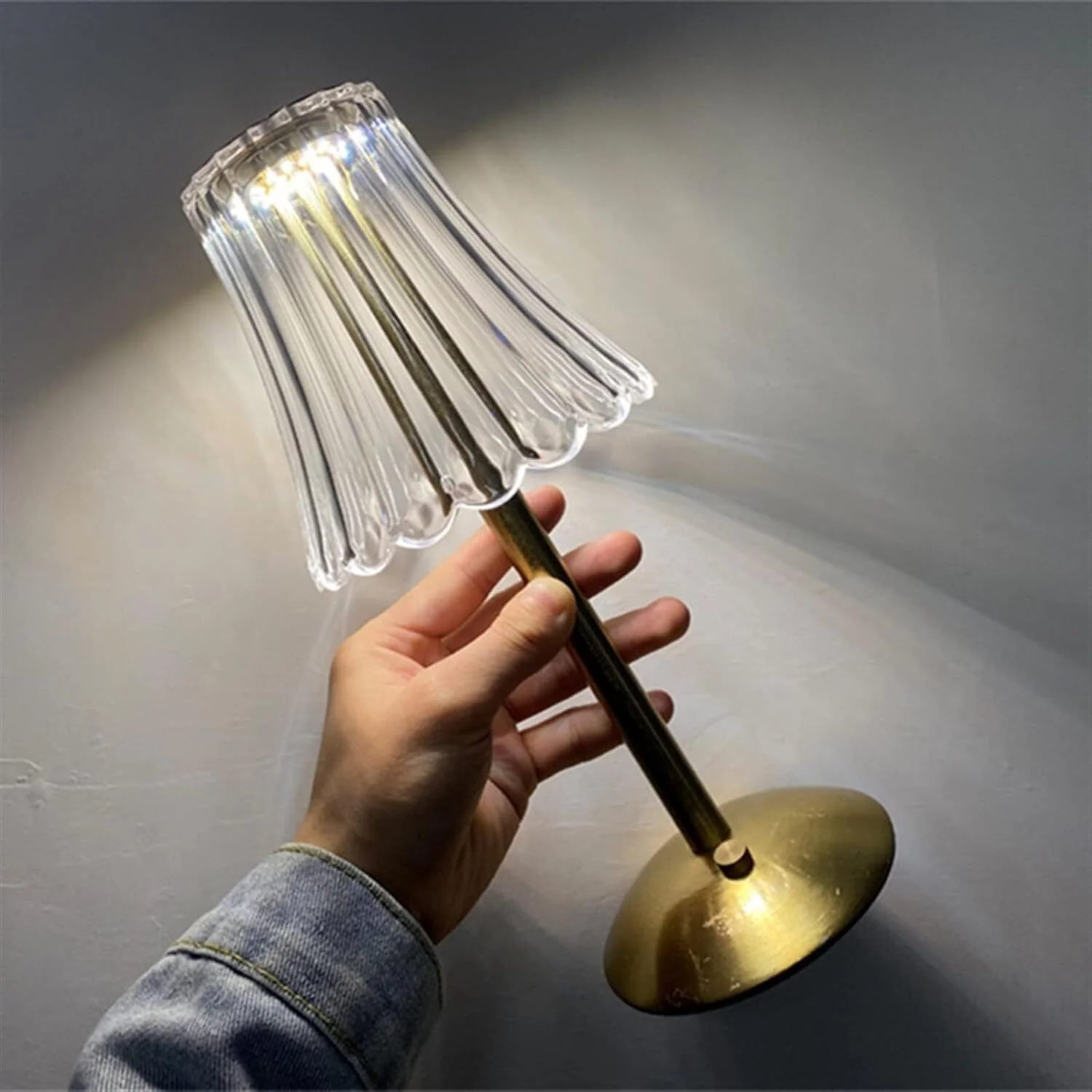 Luxe Metal Diamond Crystal LED Lamp Dimmable Touch Sensor Retro Night Light - Image 3