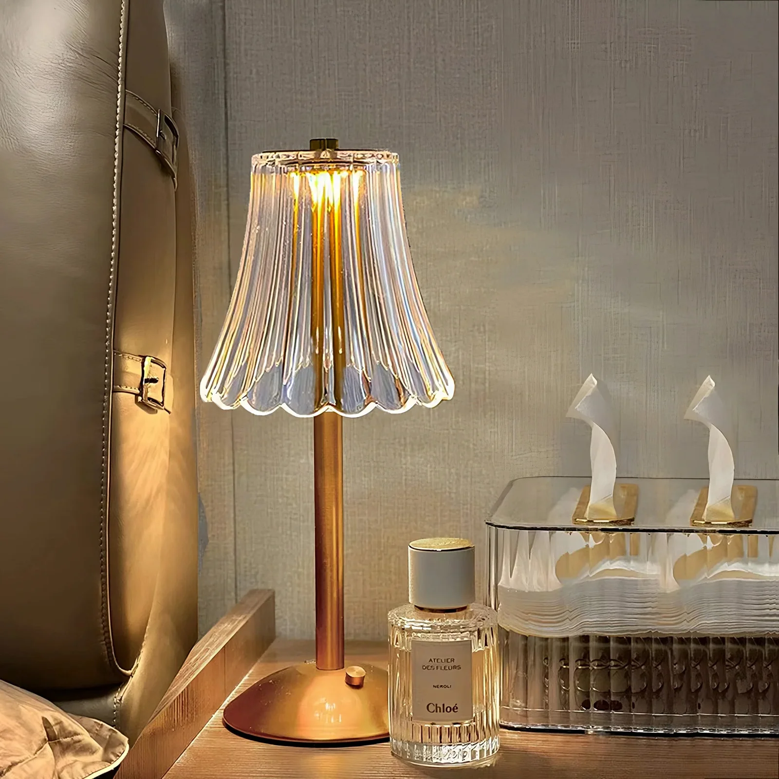 Luxe Metal Diamond Crystal LED Lamp Dimmable Touch Sensor Retro Night Light - Image 5