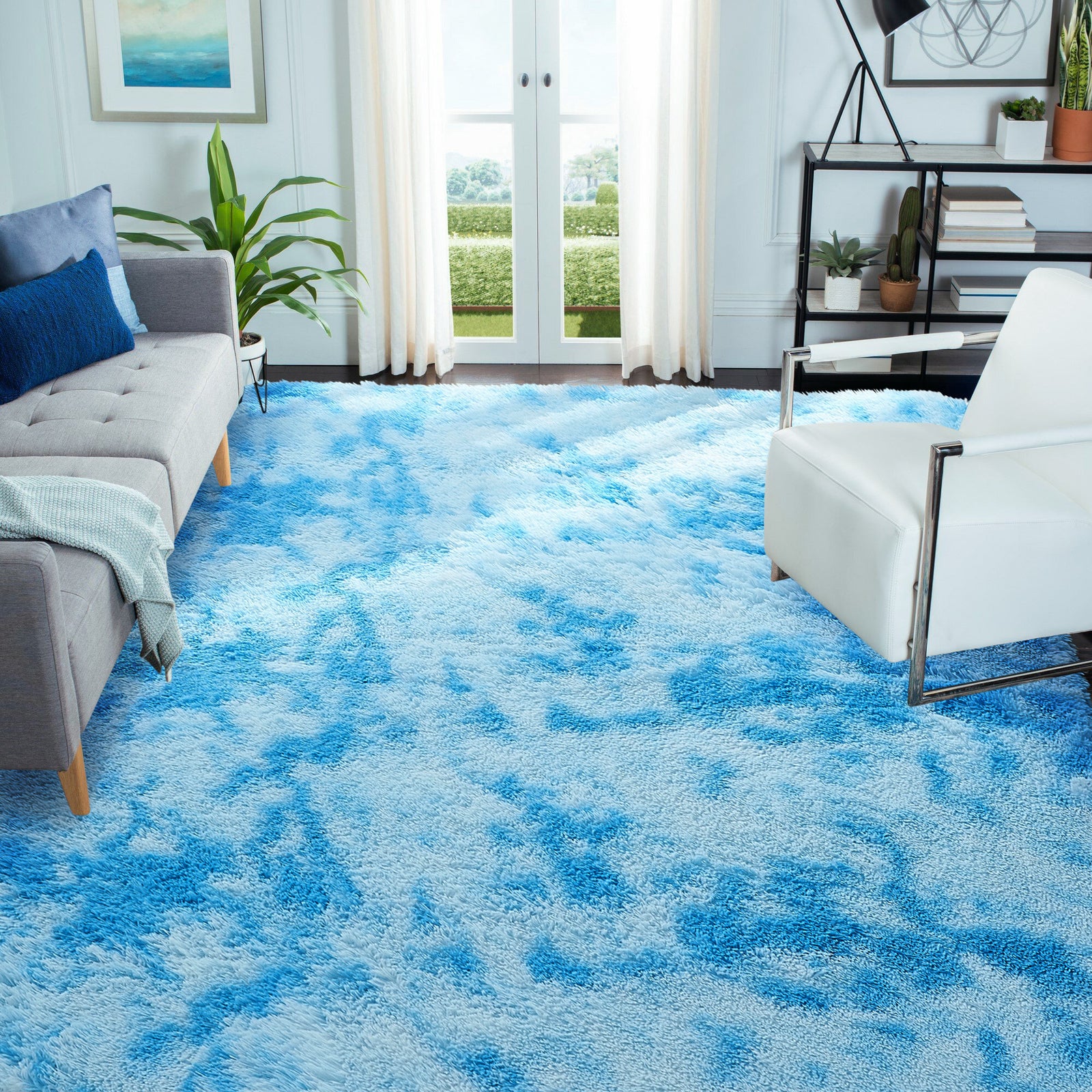 Luxe XL Blue Oasis Soft Shag Rug (300 x 200) - Image 16