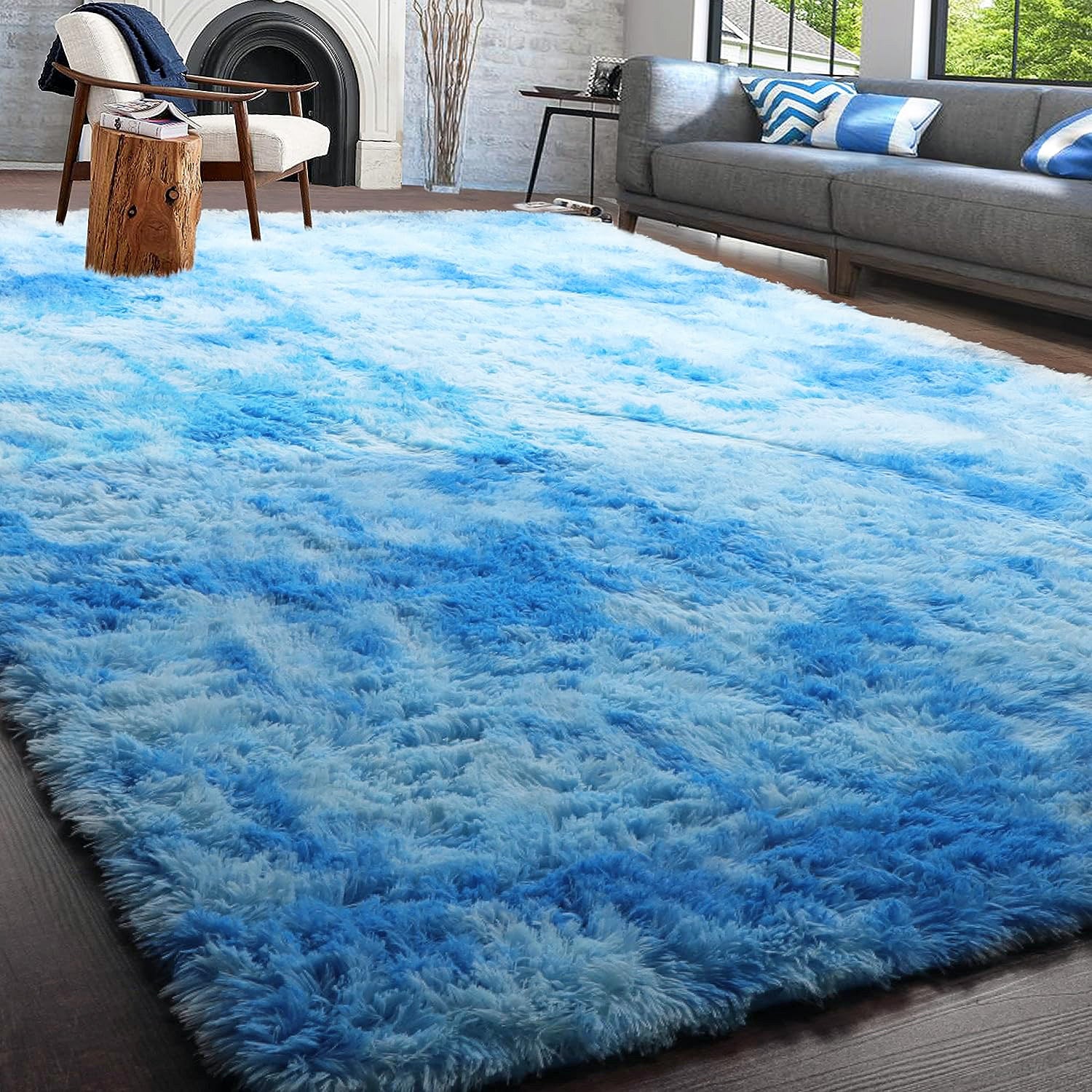 Luxe XL Blue Oasis Soft Shag Rug (300 x 200) - Image 4