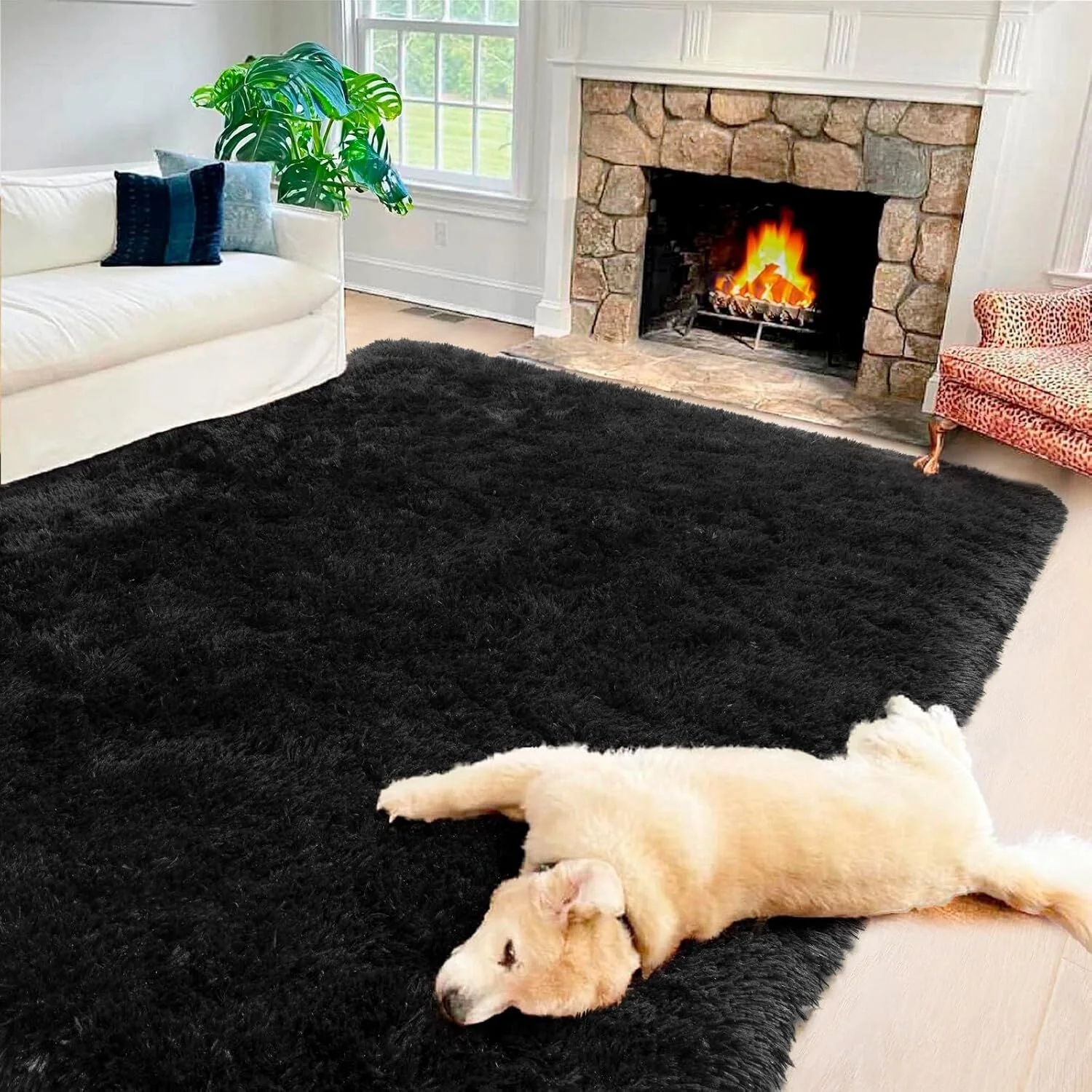 Luxe XL Extra Large Soft Shag Rug Carpet Mat (Black, 300 x 200) - Image 14