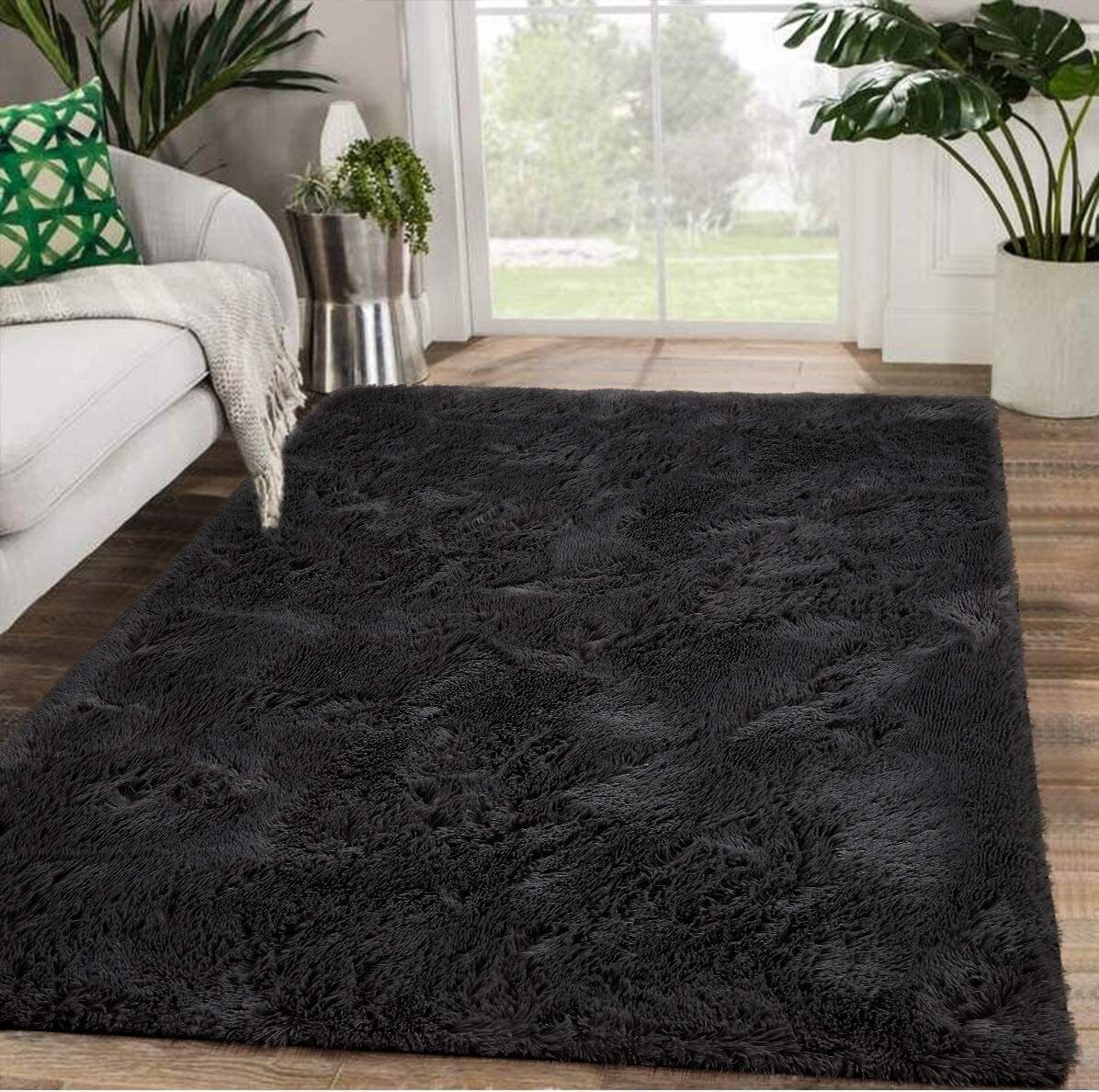 Luxe XL Extra Large Soft Shag Rug Carpet Mat (Black, 300 x 200) - Image 21