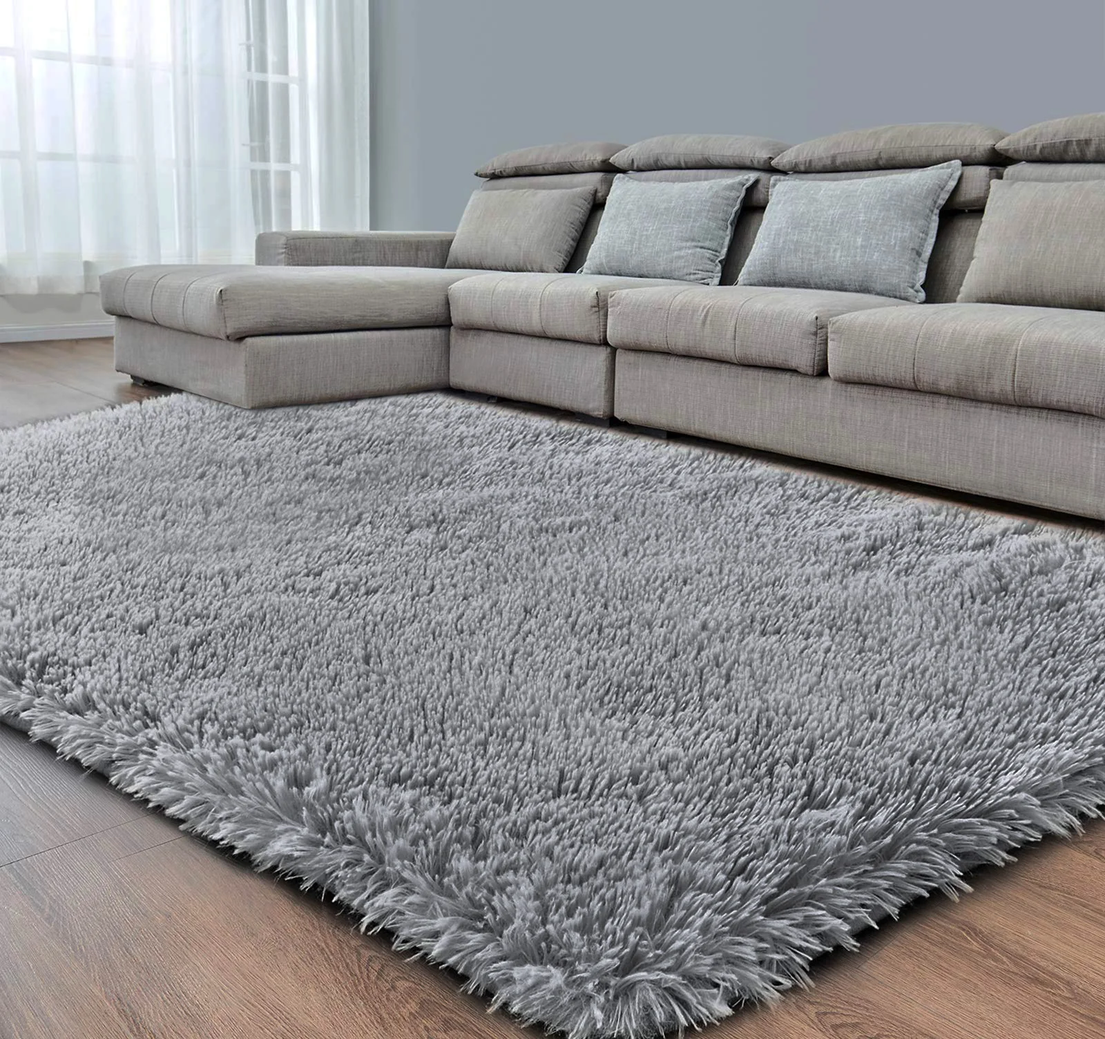 Luxe XL Extra Large Soft Shag Rug Carpet Mat (Grey, 300 x 200) - Image 18
