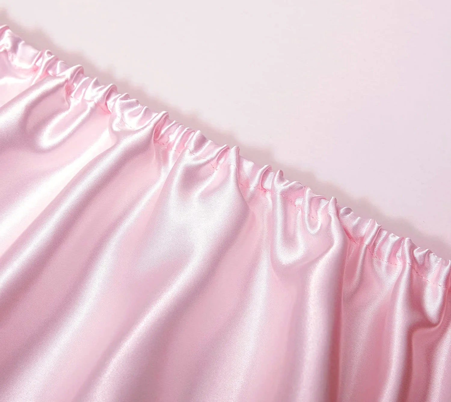 Luxury 4-Piece Silky Satin Flat Fitted Sheets Pillowcase Bed Set (Pink, King) - Image 10