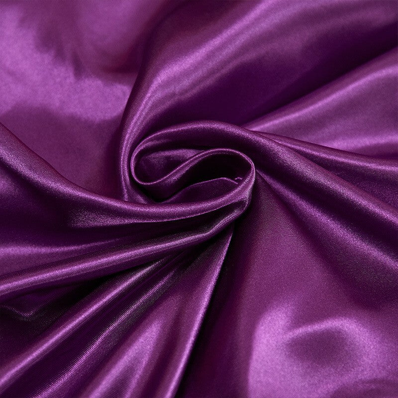 Luxury 4-Piece Silky Satin Flat Fitted Sheets Pillowcase Bed Set (Purple, King) - Image 7