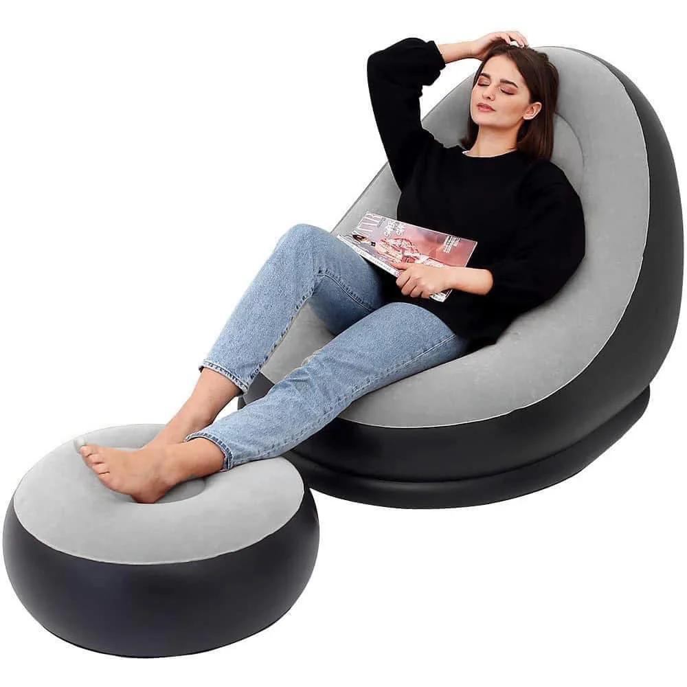 Luxury Comfort Air Sofa Inflatable Lounge Chair and Ottoman Set - Image 6