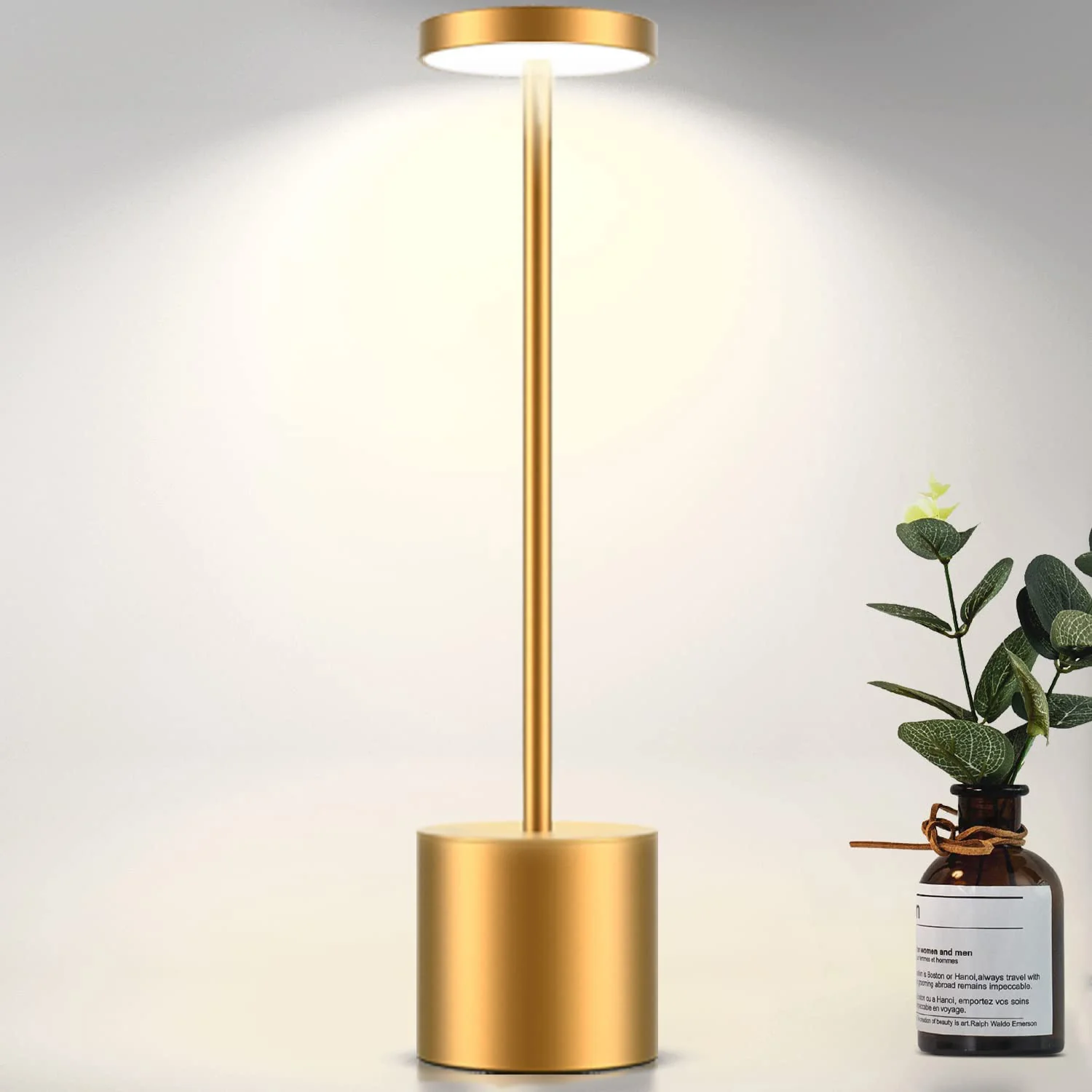 Luxury Designer LED Metal Tall Table Lamp Cordless Touch Sensor Night Light (Gold) - Image 2