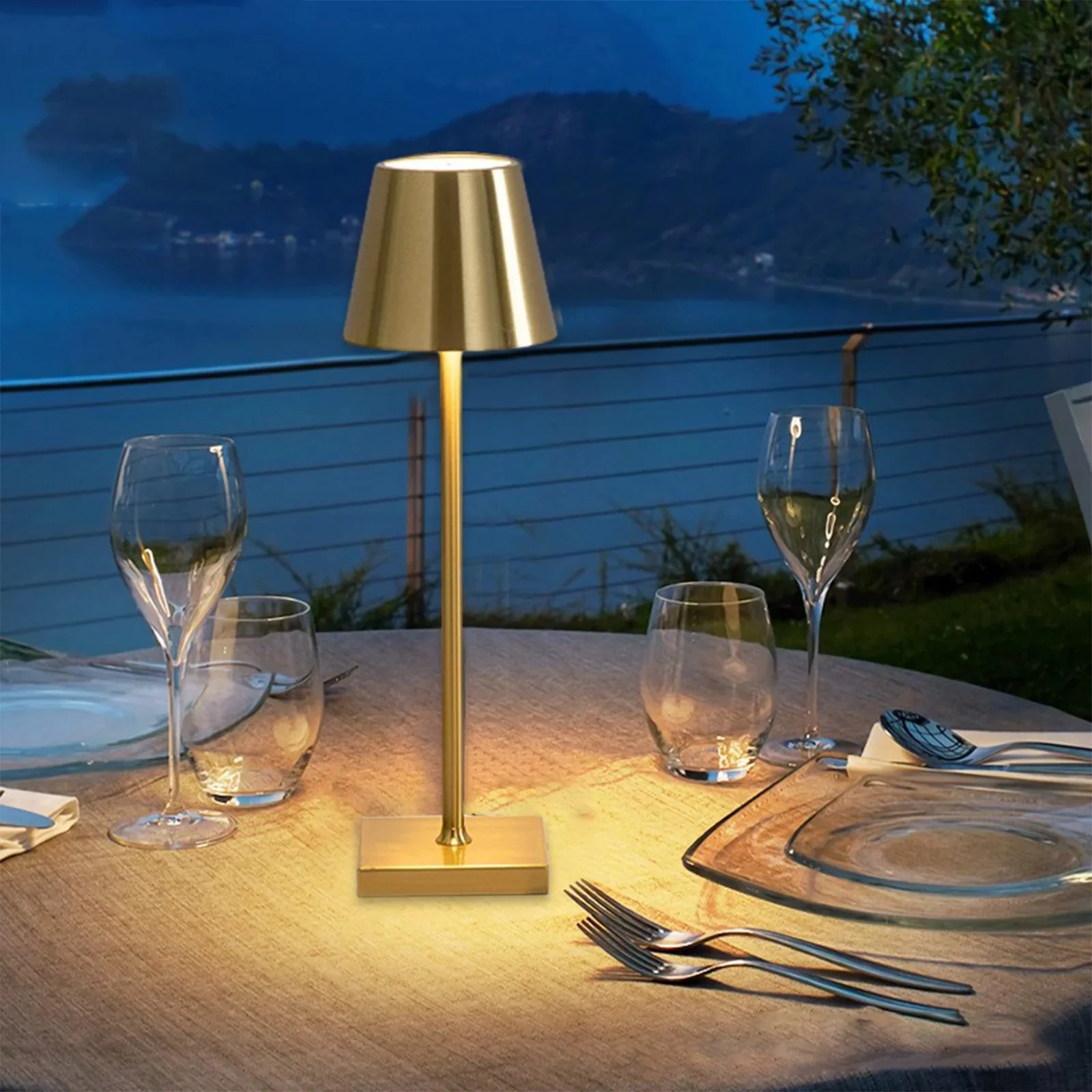 Luxury Designer LED Metal Tall Table Lamp Cordless Touch Sensor Night Light (Gold) - Image 5