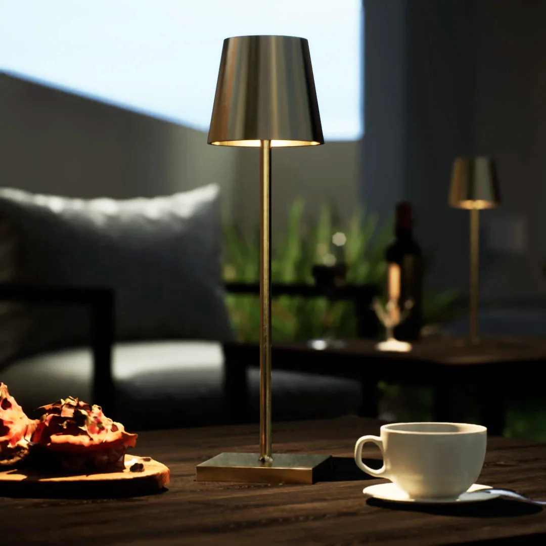 Luxury Designer LED Metal Tall Table Lamp Cordless Touch Sensor Night Light (Gold) - Image 6