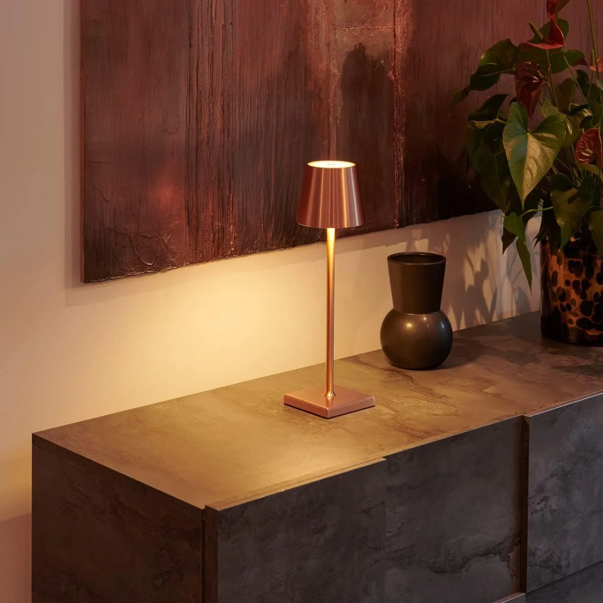 Luxury Designer LED Metal Tall Table Lamp Cordless Touch Sensor Night Light (Rose Gold) - Image 9