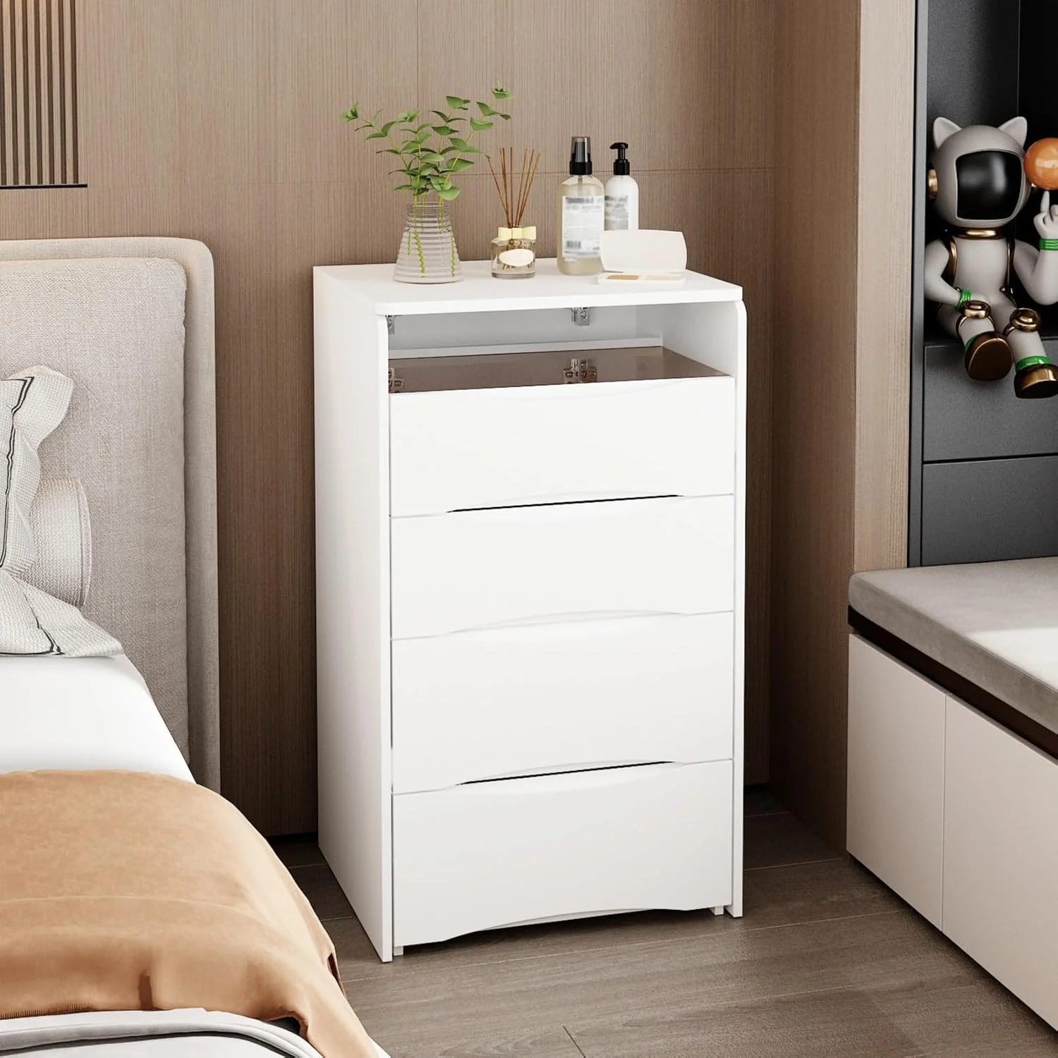 Luxury Multifunction LED Dressing Vanity Table with Mirror Drawers Stool - Image 7