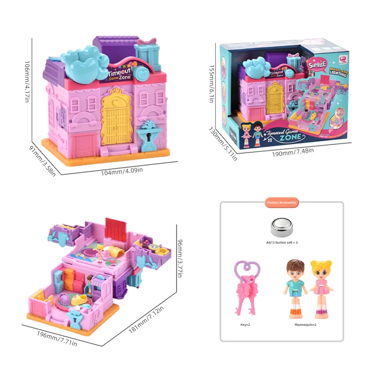 Magic Dollhouse Fun Princess Castle Play House Toy Set Surprise Playset with Music & Lights - Image 10