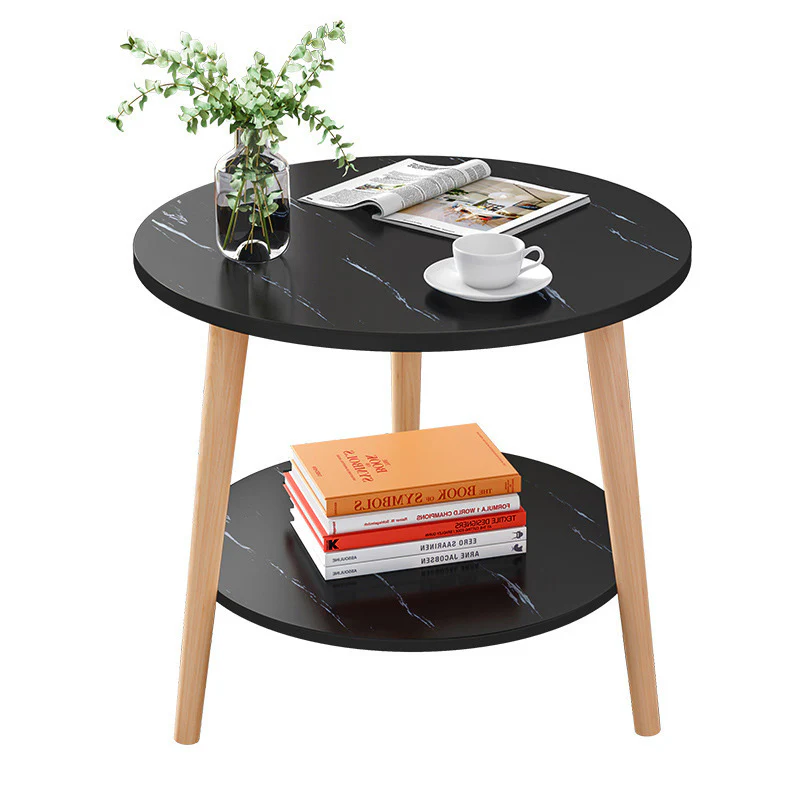 Malibu Black Marble Look Round End Coffee Table - Image 7