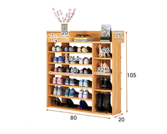 Maxim 7 Tier Shoe Rack Storage Organizer with Drawer (White) - Image 3