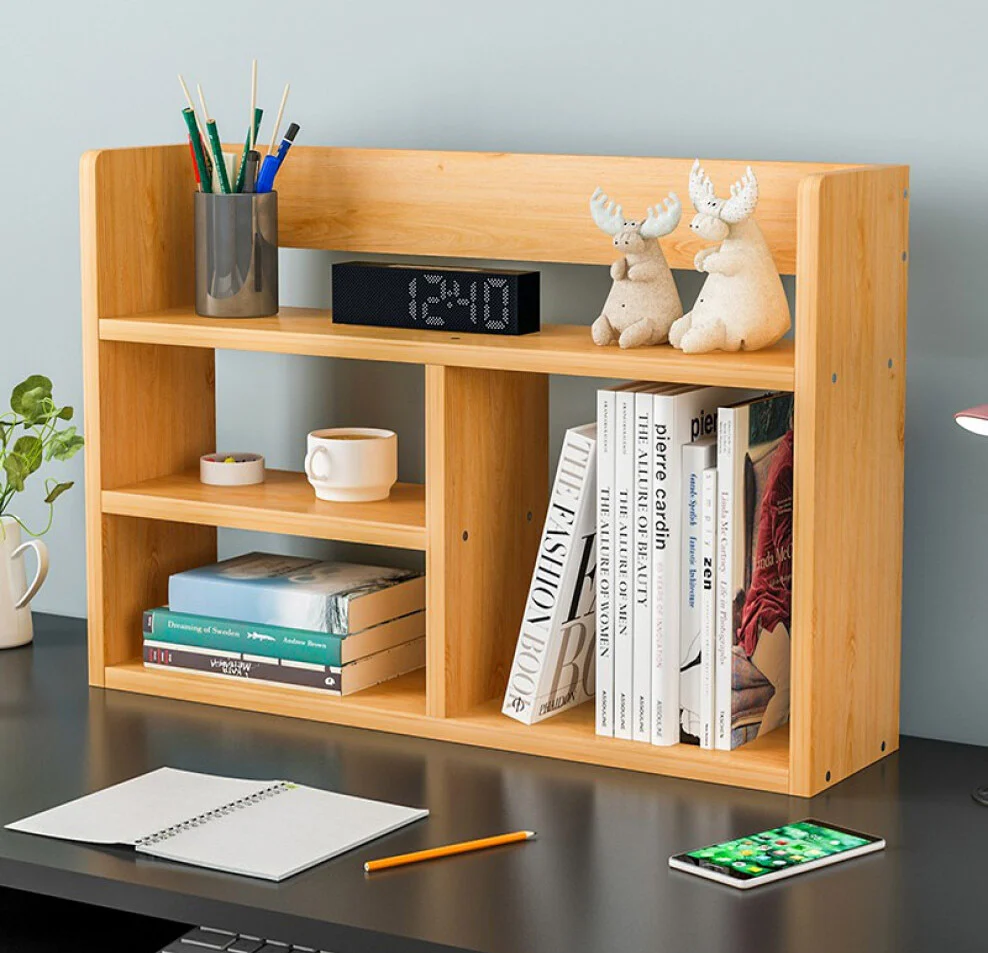 Melody Desk Hutch Storage Shelf Unit Organizer (Oak) - Image 2