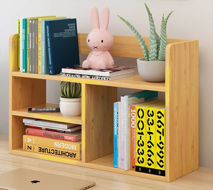 Melody Desk Hutch Storage Shelf Unit Organizer (Oak) - Image 4