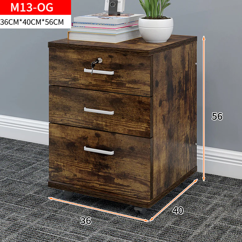 Miami 3 Drawer Bedside Table Cabinet with Wheels (Rustic Wood) - Image 11