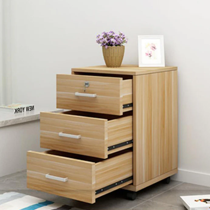 Miami 3 Drawer Bedside Table Cabinet with Wheels (Rustic Wood) - Image 13