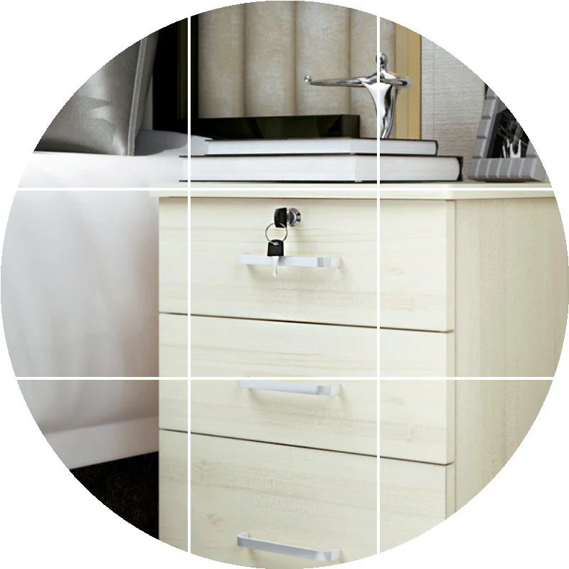 Miami 3 Drawer Bedside Table Cabinet with Wheels (White Oak) - Image 12