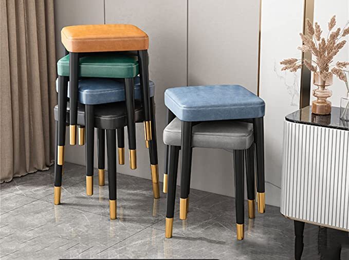 Minimalist Faux Leather Dining Table Stool Padded Dressing Stool - Image 11