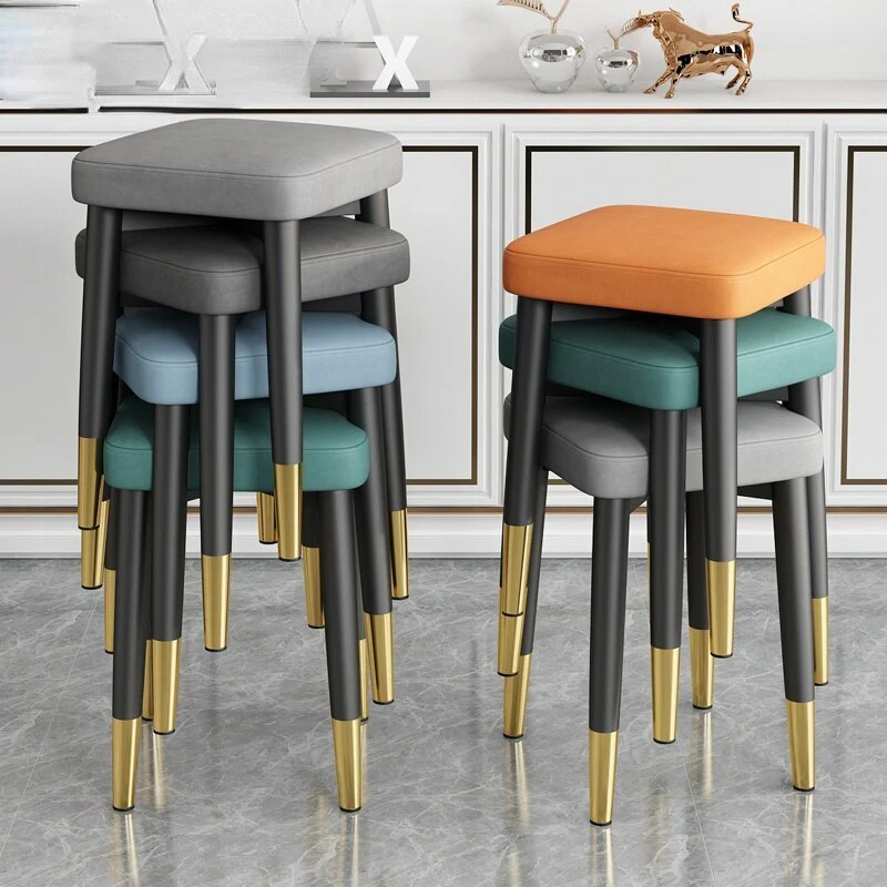Minimalist Faux Leather Dining Table Stool Padded Dressing Stool - Image 7
